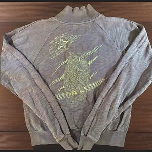 Vintage OBEY Hoodie Womens Medium(S) Purple Embroidered Owl Zip Front Sweatshirt